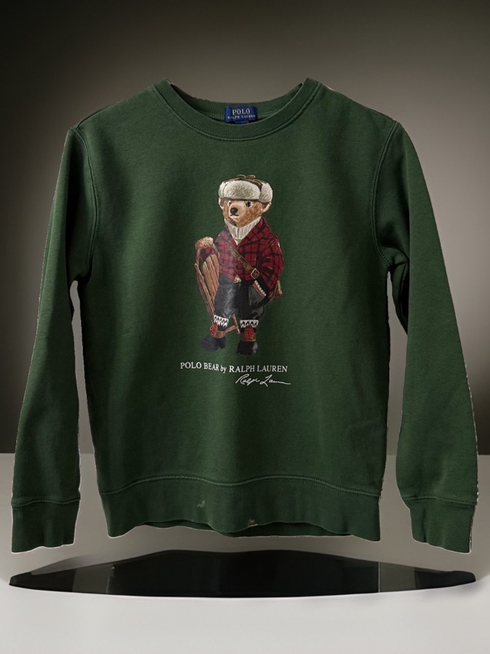 Polo Ralph Lauren Polo Bear Sweatshirt Youth M 10-12 Green Lumberjack